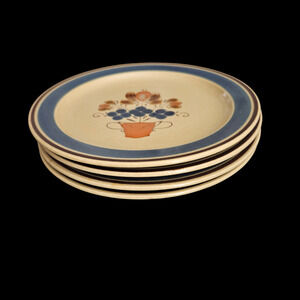 Vintage Newcor Coronet Stoneware Plates 8 Inch Floral Japan Set of 4